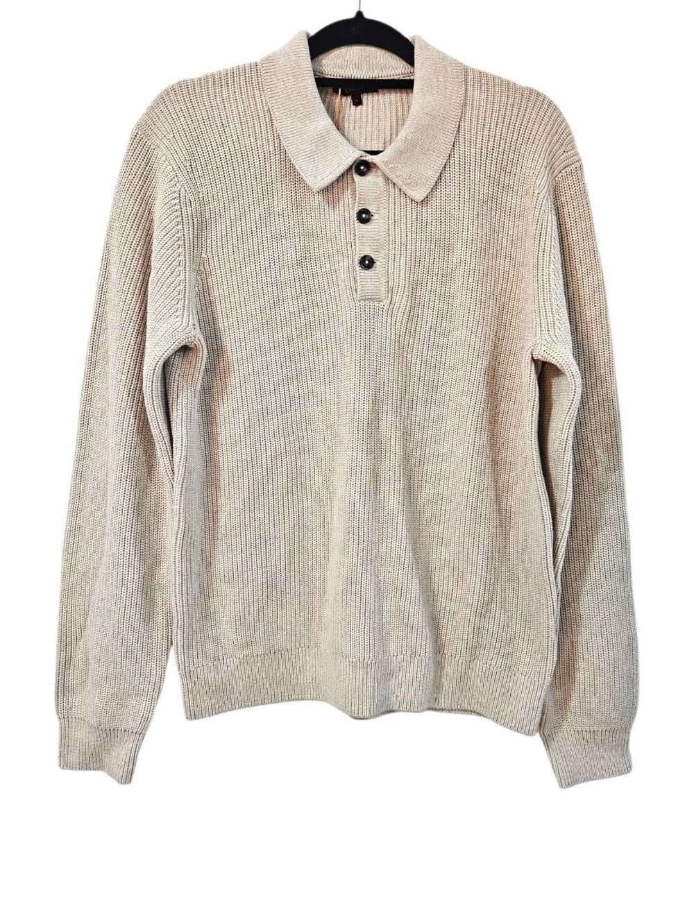 NWT Quince 100% Organic Cotton Ribbed Polo Sweater Size L